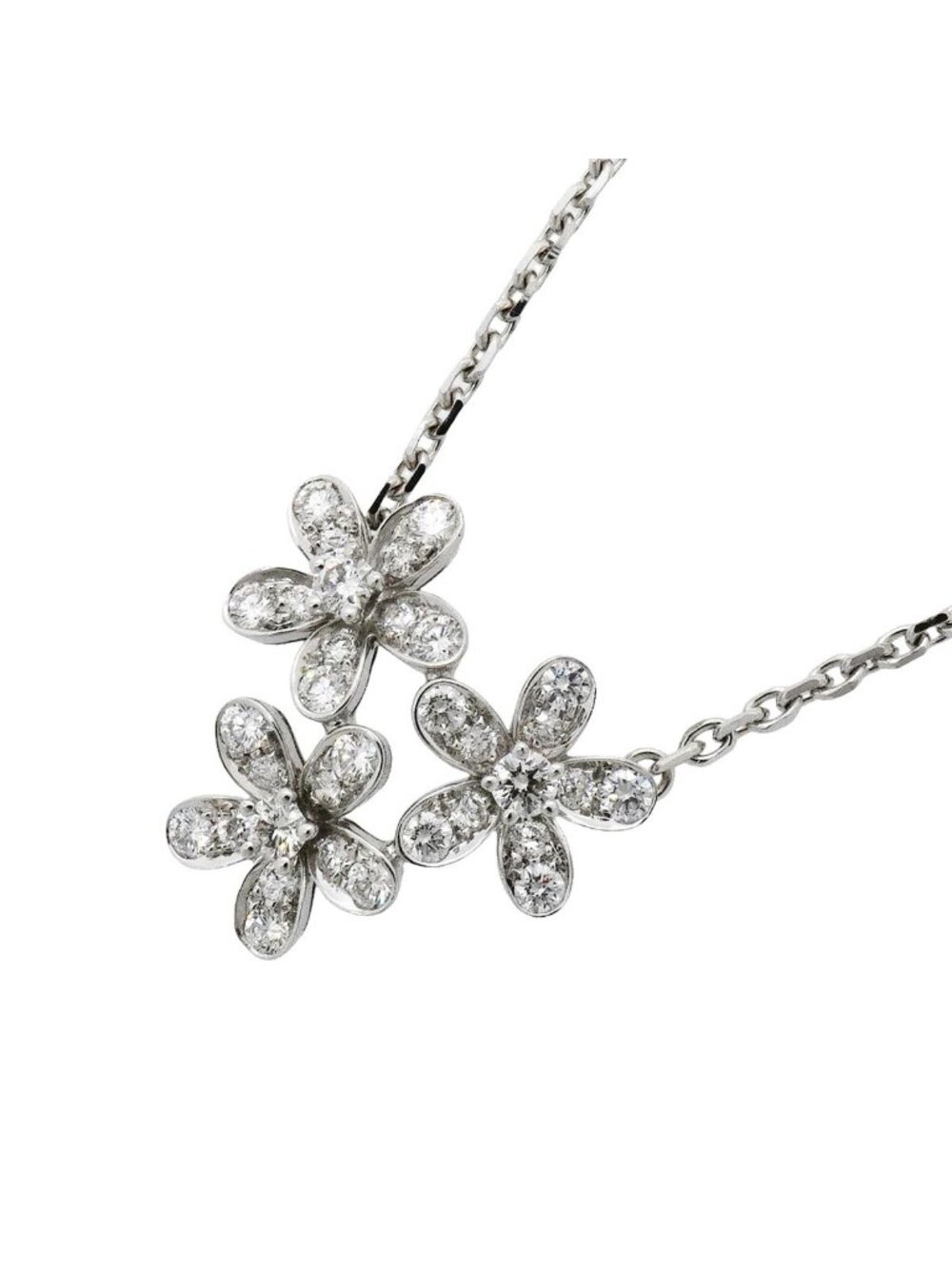 Van Cleef & Arpels Necklace Socrates 3 Flower 18k White Gold Diamond